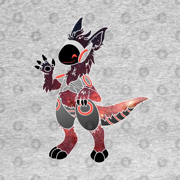 Protogen Fursuit Waving Cosmic Red stars Fursona Furry by Surfer Dave Designs